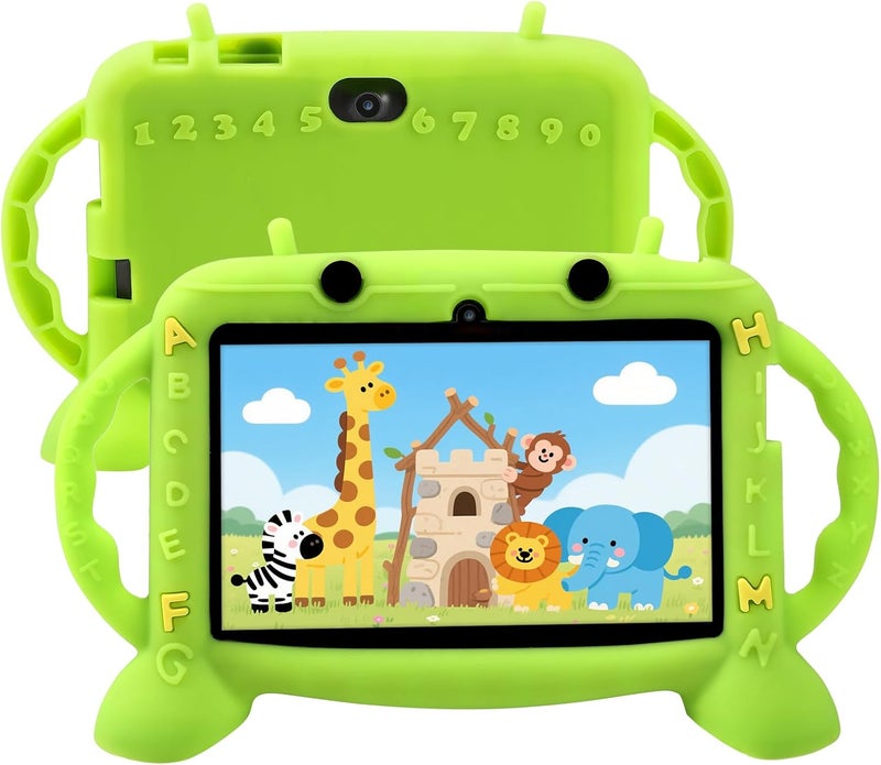 MengDash Kids Tablet, 7 inch Tablet with Case for Kids 2-10, Educational Learning Toddler Tablet Android 11, 3GB RAM+32GB ROM Storage, WiFi，Bluetooth，with Google Play YouTube, Baby Girl boy Present（Green） - Image 1